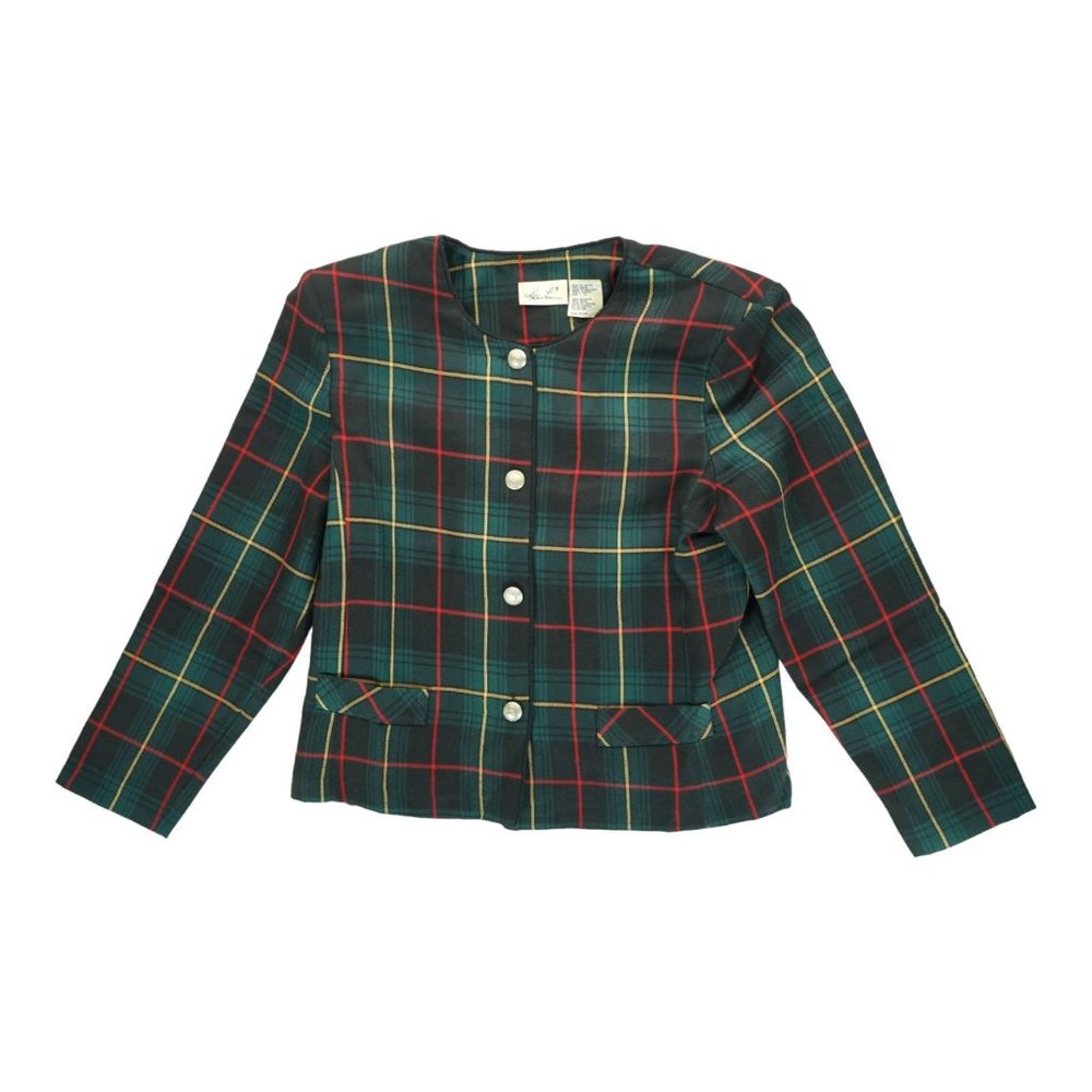 Vtg 80’s blazer jacket Size 14 Buffalo Plaid Kathie Lee Collection 90% Polyester